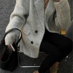 フェイクリングウールテーラーミドルコート  シャギーコート チェスターコートの画像