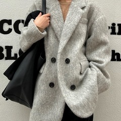 フェイクリングウールテーラーミドルコート  シャギーコート チェスターコートの画像