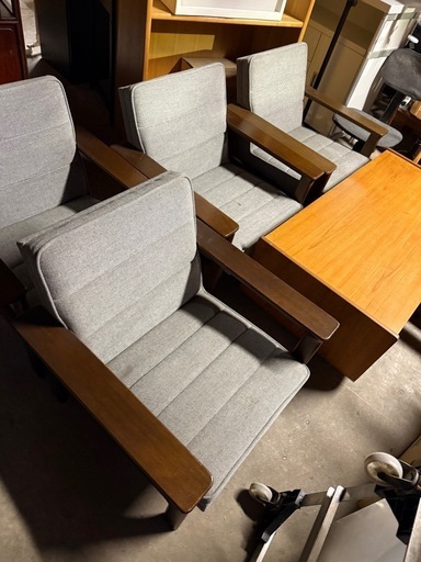 カリモク 1人用ソファ 5点セット (green1115) 山形のソファ《1人
