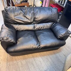 ニトリ 合皮ソファー 二人掛け 2人用 ブラック 黒 横幅160cm 奥行98cm高さ75cm★買取帝国 志木店の画像