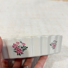 リトルロック　Little Rock　花柄オーバル皿 クリーム色の画像