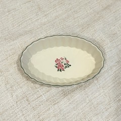 リトルロック　Little Rock　花柄オーバル皿 クリーム色の画像