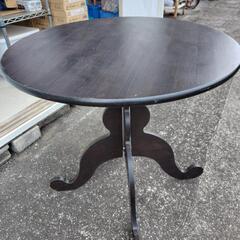 丸テーブル　黒　茶色