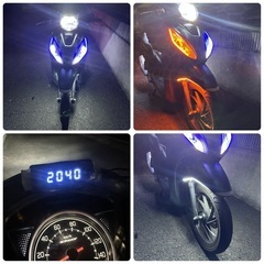 ホンダ原付二種Dio110 LEDフルカスタム スマホ充電、グリ...