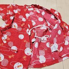 【2回のみ着用】子供用 甚平 金魚と桜模様 の画像