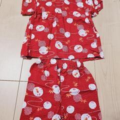 【2回のみ着用】子供用 甚平 金魚と桜模様 の画像