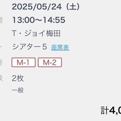 5/24 名探偵コナン 隻眼の残像　梅田チケット２枚