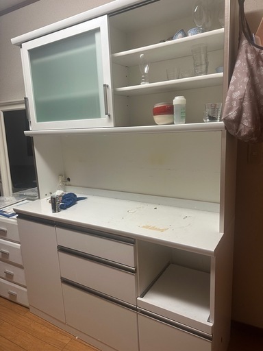 ジモティ来店特価!! 食器棚 ホワイト J-0430