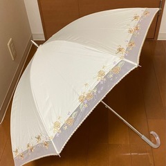 新品　【1級遮光＋遮熱効果】晴雨兼用長傘 刺繍×シースルー×淡い...
