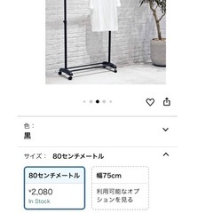 美品黒ハンガーラック80cmの画像