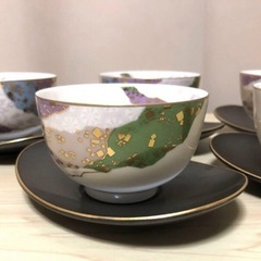 美濃焼 翔山作 ちぎり絵シリーズ 湯呑 5客セット  ➕アルミホイル2本 の画像