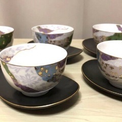 美濃焼 翔山作 ちぎり絵シリーズ 湯呑 5客セット  ➕アルミホイル2本 の画像