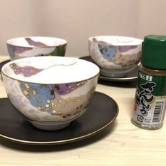 美濃焼 翔山作 ちぎり絵シリーズ 湯呑 5客セット  ➕アルミホイル2本 の画像