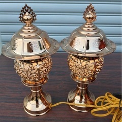 中古 盆提灯 霊前灯 極楽灯 灯籠 仏具 お盆 ゴールド 仏壇 ...