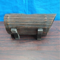 花器 丸太舟 花入れ 華道 昭和レトロ 置船 黒 25cm 国産 日本製 花入 生花 竹 竹器 竹製 竹工芸の画像