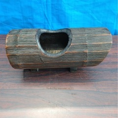 花器 丸太舟 花入れ 華道 昭和レトロ 置船 黒 25cm 国産...