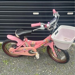 子供用ピンク自転車 バスケット付き　14インチ