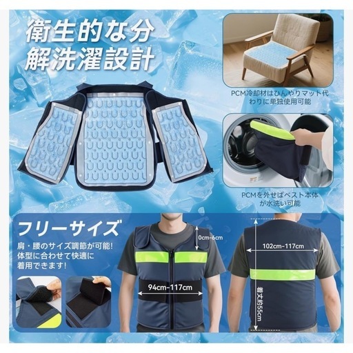 新品冷却ベスト 分解洗濯可能 PCM28℃自然凍結 クールグッズ 冷感ベスト