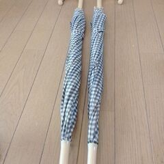 長傘☔2本セット　未使用　日傘もOK　男女兼用　黒系チェック　約74cm普通サイズの画像