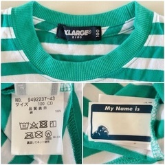 XLARGE 100サイズ 半袖 Tシャツ ストライプ ボーダー グリーン ホワイトの画像
