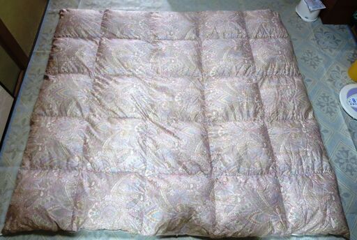 高級羽毛布団 ダブル ピンク花柄 ハンガリアンホワイトグース95％ 日本製