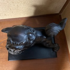 昭和レトロ 大型 鉄製 金属工芸 玉乗り獅子 鋳物 狛犬 置物 オブジェ