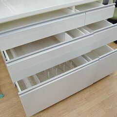 Pamouna レンジボード 幅120×奥50×高206cm 白エナメル サイレント引出 食器棚 キッチンボード パモウナ 札幌市 清田区 平岡の画像