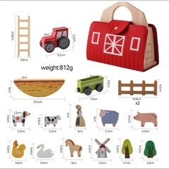 Mamimami Home 知育玩具 農場 木のおもちゃ パツル 積み木 形合わせ バランスおもちゃ 動物 生物 持ち運びやすい ポータブル プレゼント 1歳 2歳 3歳 の画像