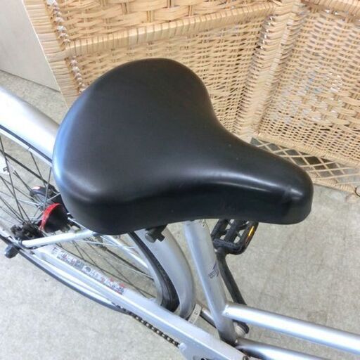シティサイクル 26インチ シルバー ライト付き 自転車 鍵付き 変速ギア