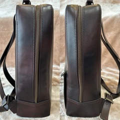 美品マザーハウス牛革アンティークスクエアバックパック本革リュックサックデイパックビジネスリュックの画像