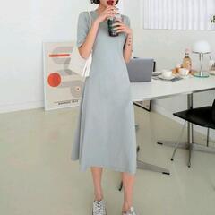 まとめ割あり♪新品♪ストレッチワンピース☆淡いグレーの画像