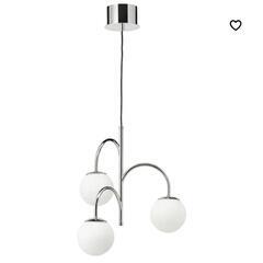 【美品】IKEA SIMRISHAMN（スィムリスハムン）ペンダントランプ 3アーム クロムメッキ／オパールホワイトガラスの画像