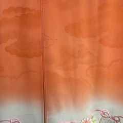 着物リメイク暖簾、オレンジ、花柄、横ー93–丈ー78!
の画像