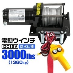 電動ウインチ 12V 3000LBS（1360kg） 電動 ウインチ 電動ウィンチ 引き上げ機 牽引 けん引 オフロード車 トラック SUV車（ZeepやFJクルーザー等） 防水仕様の画像