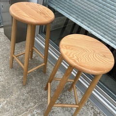 オーク材　ハイスツール　2脚