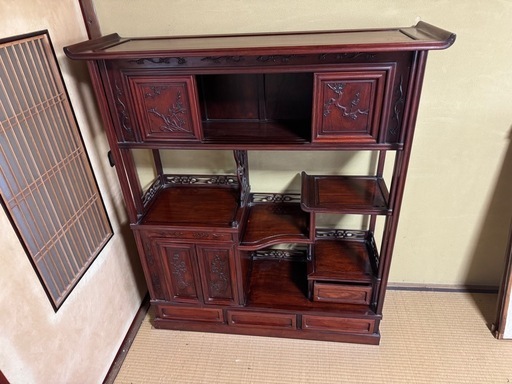 茶箪笥⁄リビングボード⁄違い棚 シェルフ 収納 工芸品 和製家具 レトロ