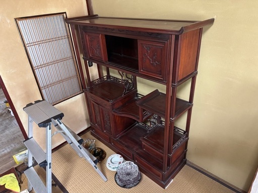 唐木家具 飾り棚 茶箪笥 違い棚 シェルフ 収納 工芸品 和製家具 レトロ