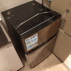 木目調ダークウッド 2ドア冷蔵庫90L