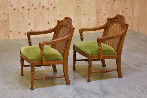 ❷ コスガ製 アンティークチェア＆オットマンセット ➁ コスガ製 アンティークチェア＆オットマンセット