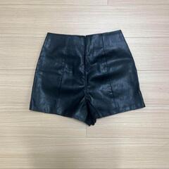 レザーショートパンツ 黒 ハイウエスト