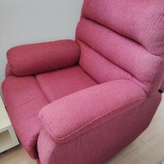 【電動リクライニングソファ　布張り　1人掛け　レッド】の画像