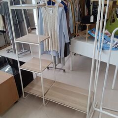 ★ジモティ割あり★  ハンガーラック ベージュ×ホワイト W10...