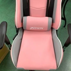 家具ならトレファク吉川店！！   zenox　ゲーミングチェア　キャスター付き  ピンク×グレーの画像