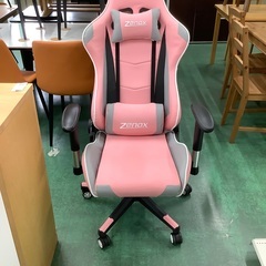 家具ならトレファク吉川店！！   zenox　ゲーミングチェア　キャスター付き  ピンク×グレーの画像