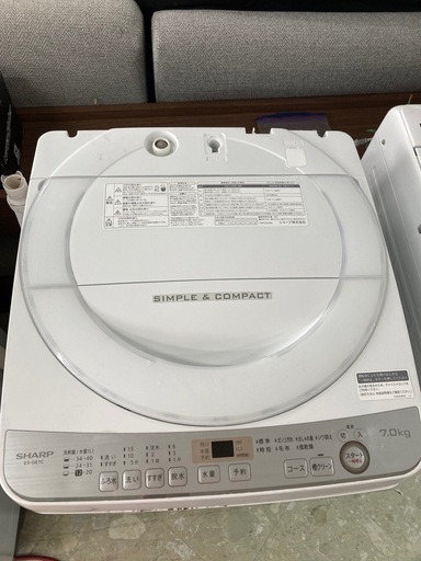 SHARP 全自動洗濯機 7kg ステンレス穴なし槽 ホワイト系 ES-GE7C  リサイクルショップ宮崎屋　住吉店　25.5.23