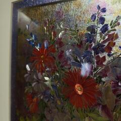 停止中　キラキラした花の絵入り額縁の画像