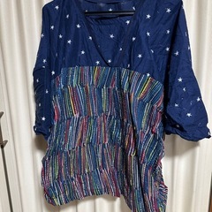 Tシャツ　カットソー五分丈　Ｌ　-18