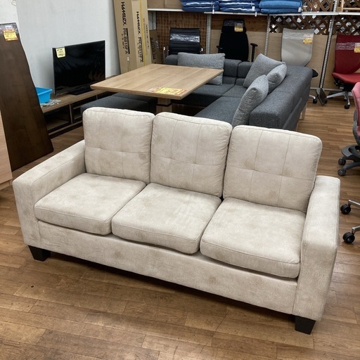 S110 ⭐ 3Pソファ レザーファブリック ウレタンフォーム 幅170cm USED 綺麗