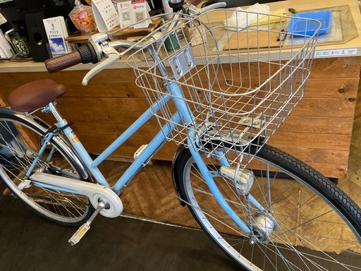 【前後タイヤ・チューブ・泥除け新品！】 LEDオートライト　内装3段　27インチ自転車　水色