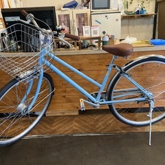 【前後タイヤ・チューブ・泥除け新品！】 LEDオートライト　内装3段　27インチ自転車　水色の画像
